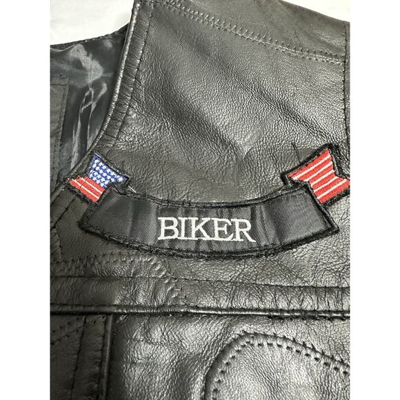 Biker Vest Mens XL Buffalo Leather Diamond Plate Live to Ride Motorcycle Patches - Picture 5 of 16